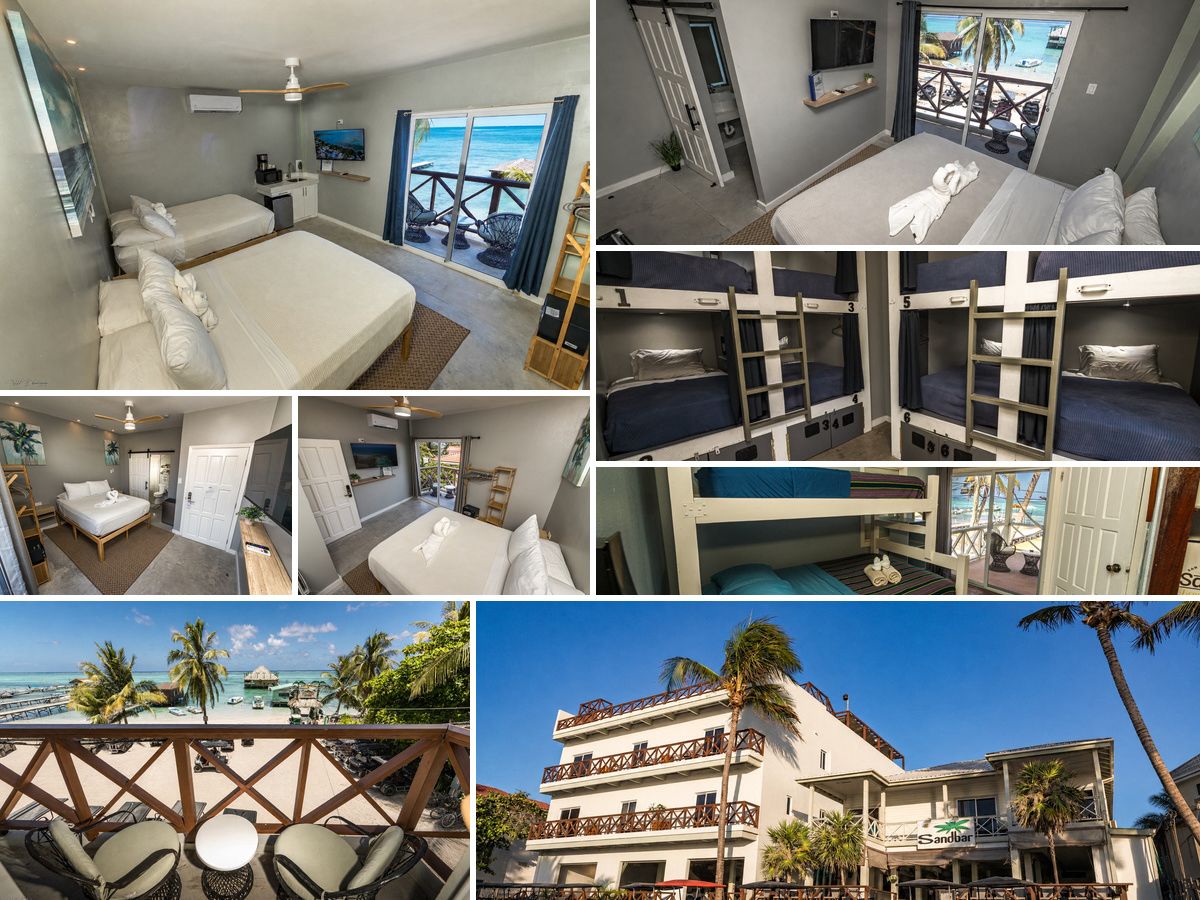 Group accommodations at Sandbar in San Pedro, Belize