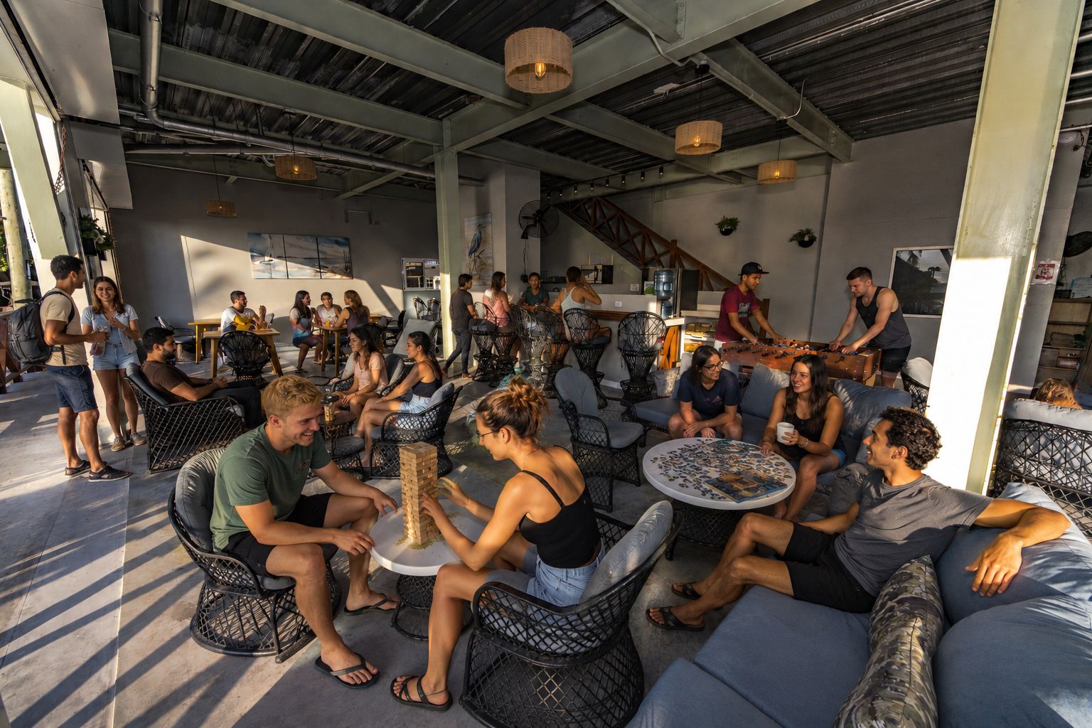 Communal kitchen at Sandbar hostel