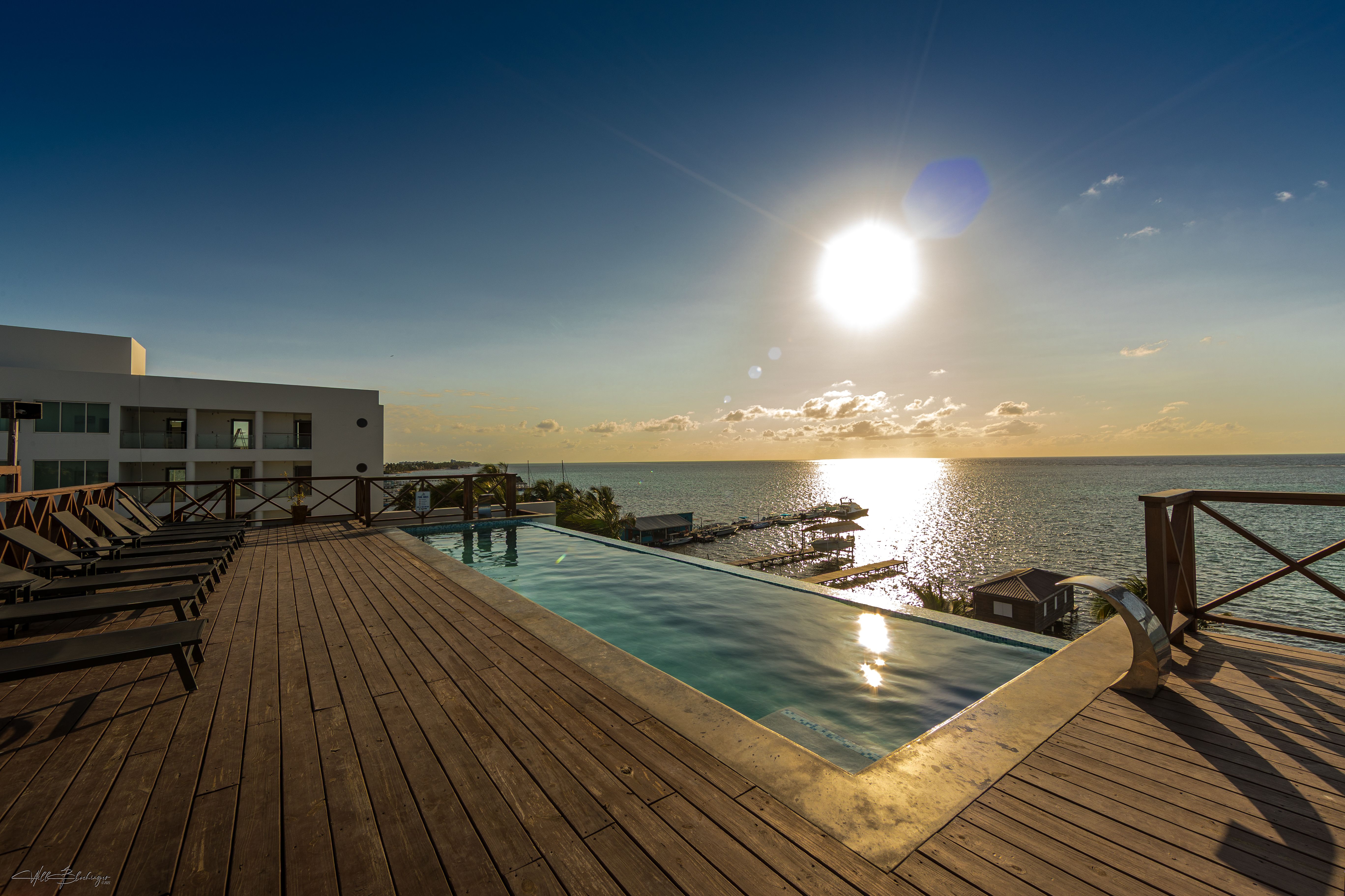 Sunrise at the Sandbar rooftop pool